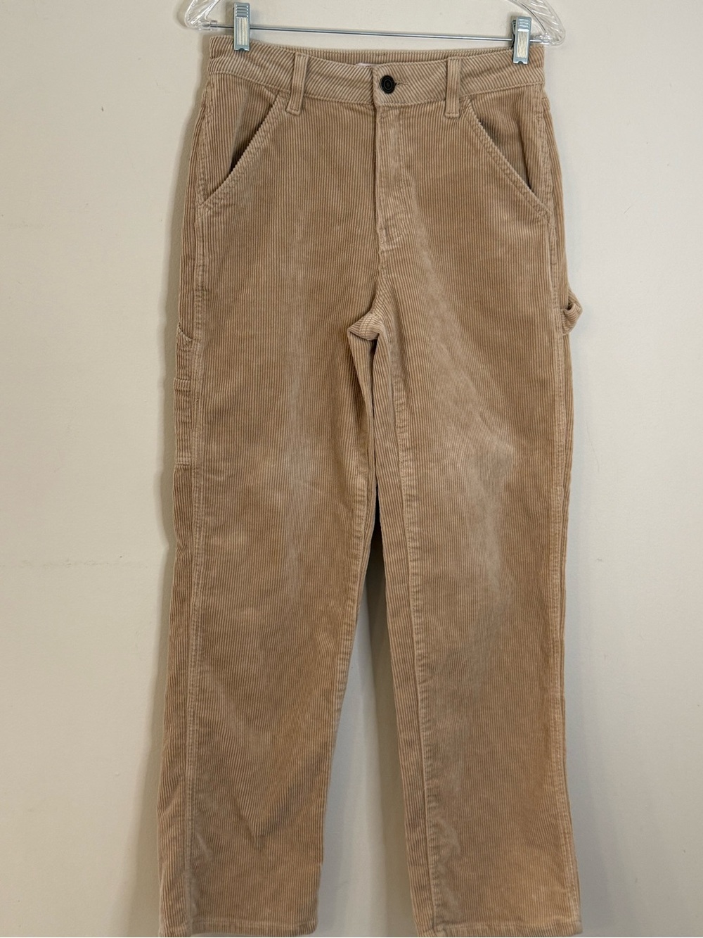 SO High Rise Carpenter tan corduroy cargo pants straight leg SZ 7/28W